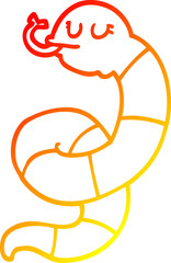 warm gradient line drawing cartoon snake coiled