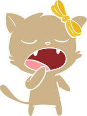 Obraz na płótnie Canvas flat color style cartoon yawning cat