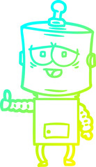 cold gradient line drawing cartoon robot