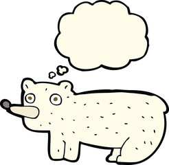 funny cartoon polar bear with thought bubble