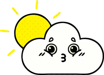 comic book style cartoon sun and cloud