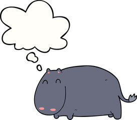 cartoon hippo and thought bubble