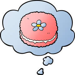 cartoon biscuit and thought bubble in smooth gradient style
