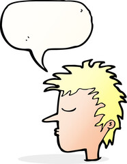 cartoon male face with speech bubble