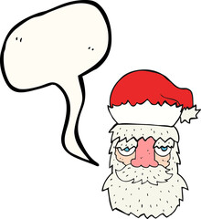 speech bubble cartoon tired santa claus face