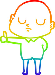 rainbow gradient line drawing cartoon bald man