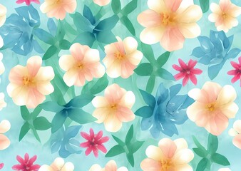 Seamless flower pattern created with generative ai technology