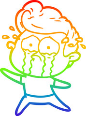 rainbow gradient line drawing dancing crying man