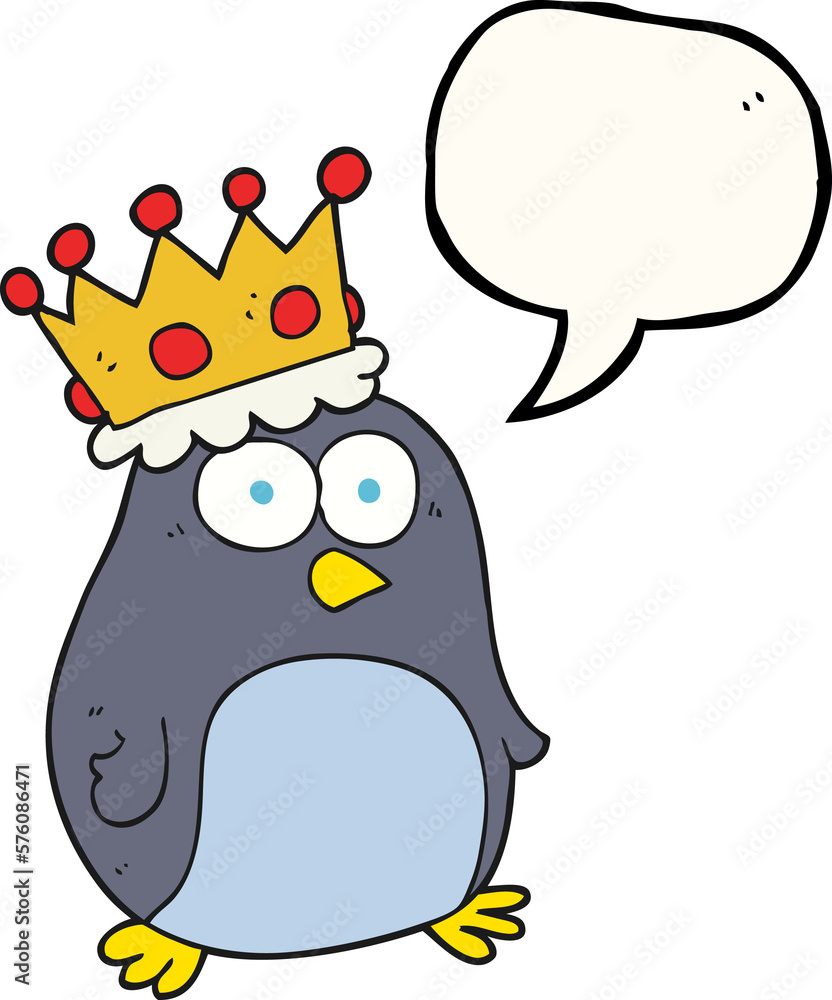 Wall mural speech bubble cartoon emperor penguin