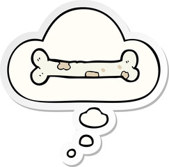 cartoon bone and thought bubble as a printed sticker