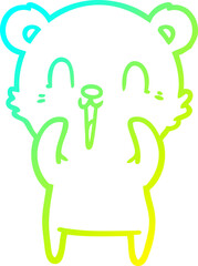 cold gradient line drawing happy cartoon bear
