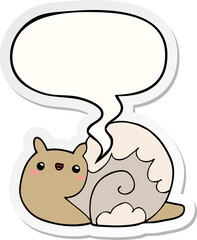 cute cartoon snail and speech bubble sticker