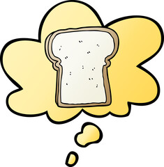 cartoon slice of bread and thought bubble in smooth gradient style