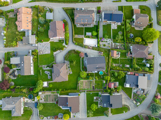 Aerial view of village in Switzerland.