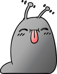 gradient cartoon of a happy kawaii slug