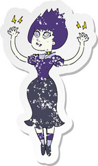 retro distressed sticker of a cartoon vampire girl