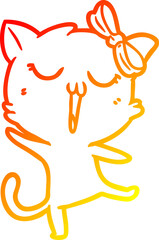 warm gradient line drawing cartoon cat