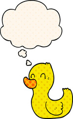 cartoon duck and thought bubble in comic book style