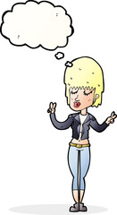 cartoon cool girl with thought bubble
