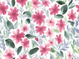 Seamless flower pattern created with generative ai technology