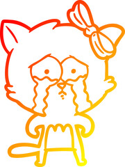 warm gradient line drawing cartoon cat
