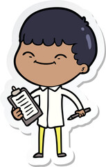 sticker of a cartoon happy boy