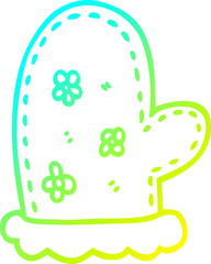 cold gradient line drawing cartoon oven mitts