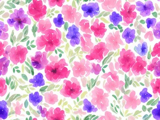 Seamless flower pattern created with generative ai technology