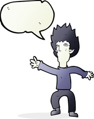 cartoon vampire with speech bubble