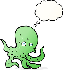 cartoon octopus with thought bubble