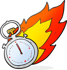 cartoon flaming stop watch