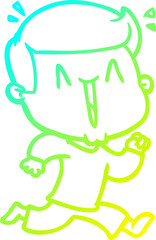 cold gradient line drawing cartoon excited man