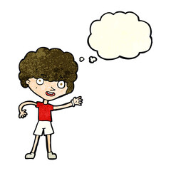 cartoon sporty person with thought bubble