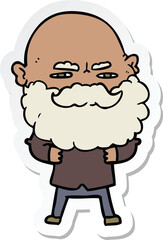 sticker of a cartoon man with beard frowning