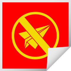 square peeling sticker cartoon no paper aeroplanes allowed