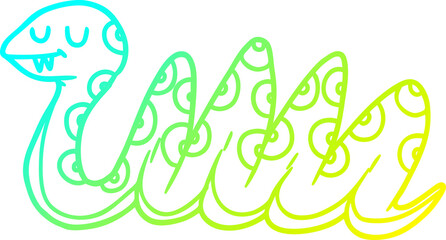 cold gradient line drawing cartoon snake