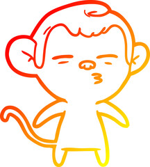 warm gradient line drawing cartoon suspicious monkey