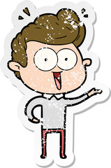 distressed sticker of a cartoon man
