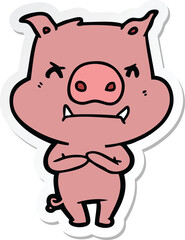Obraz premium sticker of a angry cartoon pig