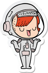 sticker of a cartoon astronaut woman