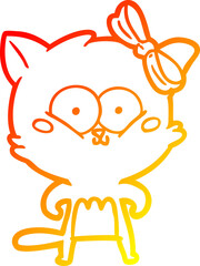 warm gradient line drawing cartoon cat