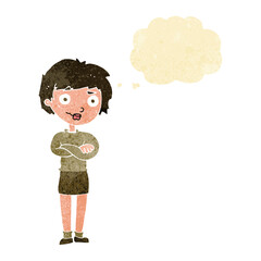 cartoon annoyed woman with thought bubble