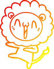 warm gradient line drawing happy cartoon lion