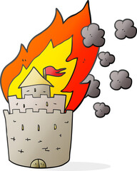 cartoon burning castle