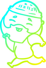 cold gradient line drawing cartoon happy bearded man