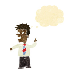 cartoon man with idea with thought bubble