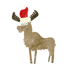 retro cartoon christmas moose