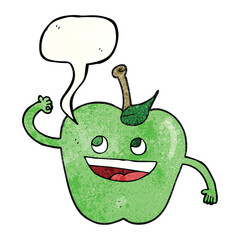 speech bubble textured cartoon apple