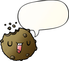 cartoon cookie and speech bubble in smooth gradient style