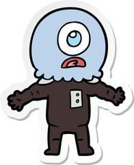 sticker of a cartoon cyclops alien spaceman